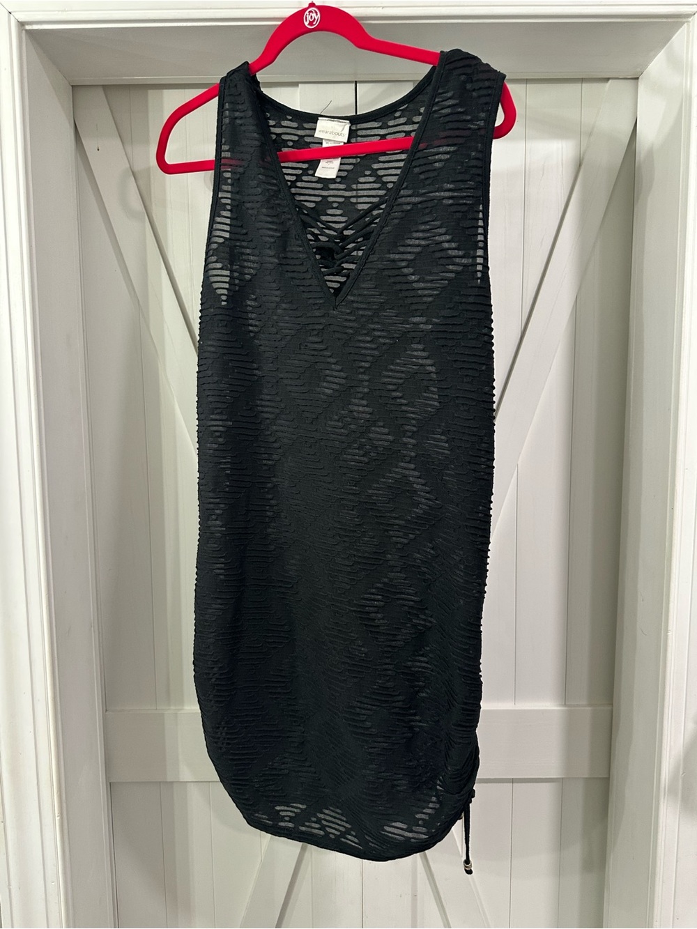 Black Women's Swim Coverup Tunic - V-Neck Beach Dress